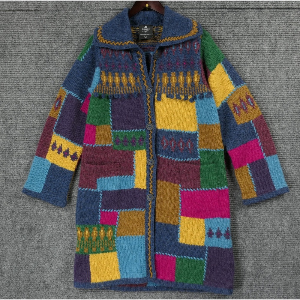 Sirogojno Style Icelandic Wool Patchwork Cardigan Handcrafted Sweater Vintage SM